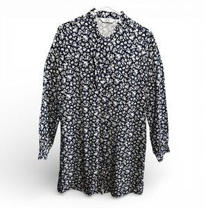 & Other Stories Navy Blueberry Floral Print Button-Up Lyocell Blouse Size 6 NWT